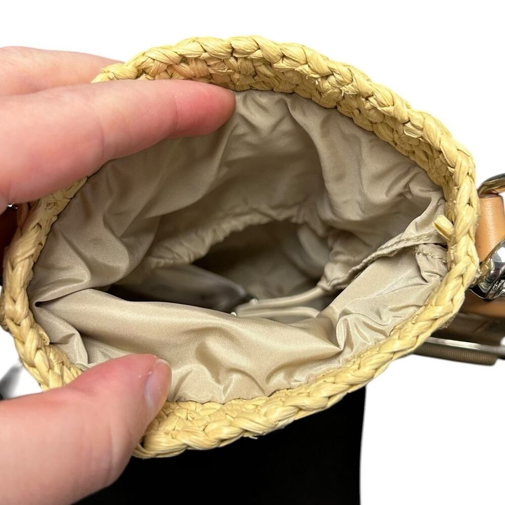 Prada Natural Tan Crochet Raffia Smartphone Case Drawstring Crossbody Bag - Picture 7 of 9